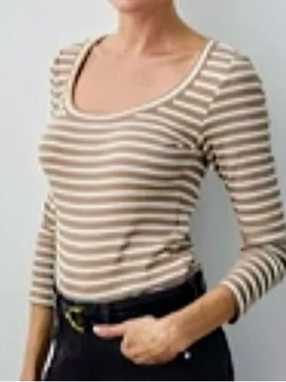 AYR the open-ended in long sleeve shirt in dune stripe